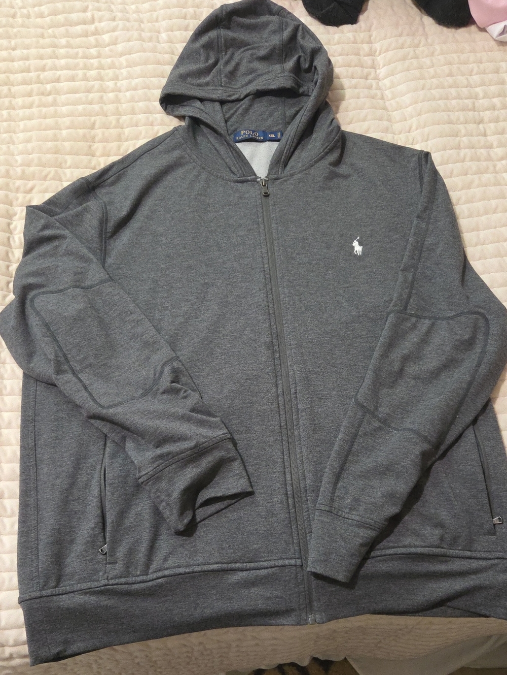 Ralph Lauren Dark Gray Zip Hoodie with Navy Label